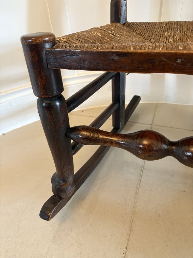 Unusual 18th Century Antique Oak Ladder Back Rocking Chair - Image 6